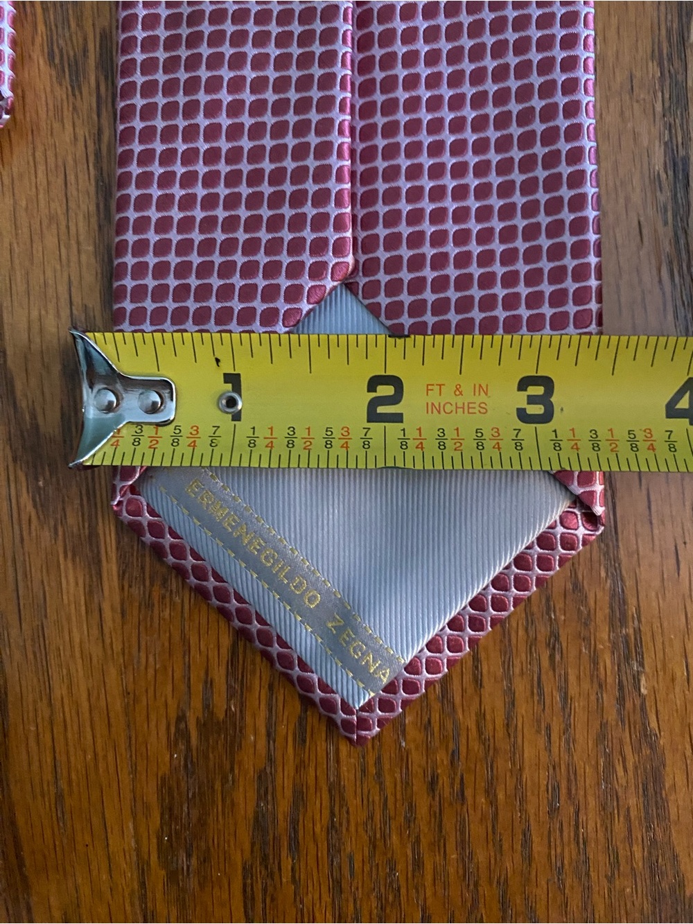 Ermenegildo Zegna Red Geometric Silk Tie Made in Italy - Picture 4 of 4